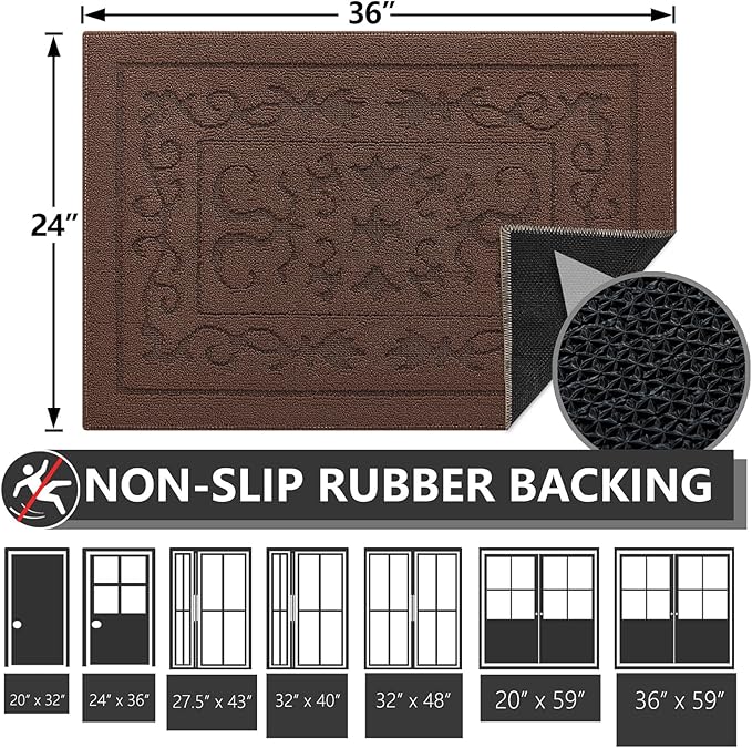 FONEYI Indoor Door Mat 24" x 36", Dirt Trapper Door Mats Non-Slip Entryway Rugs - Image 2