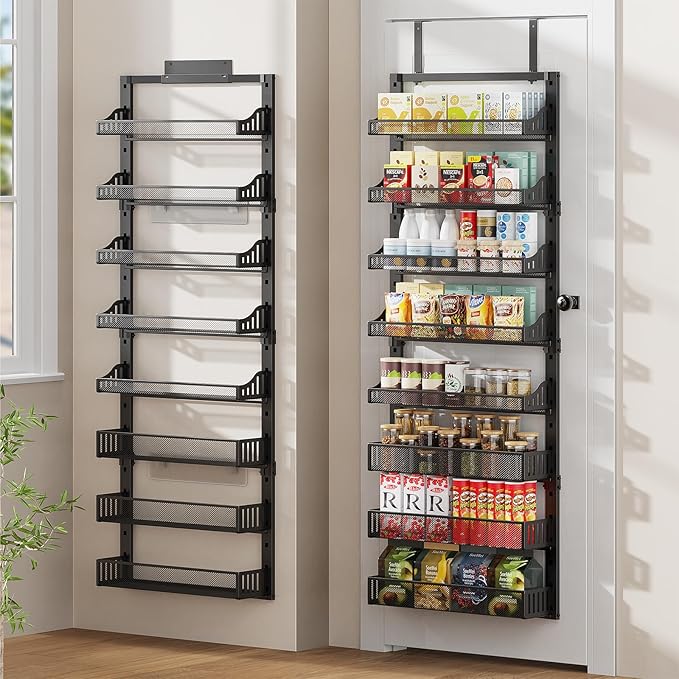 8-Tier Over the Door Pantry Organizer, Large Metal Door Spice Rack by POKIPO