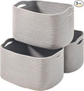 Storage Baskets for Organizing Shelves, Woven Cotton Rope Bins for Baby Nursery by ICERZCZ