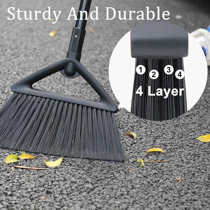 Heavy Duty Broom, Brooms for Sweeeping Indoor, Angle Broom - Image 4