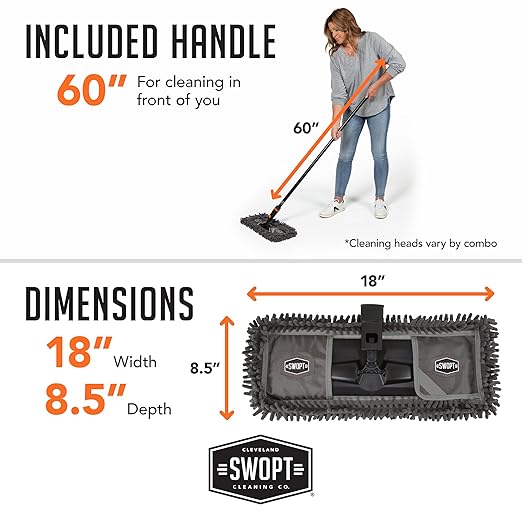 SWOPT 18” Microfiber Dust Mop + 60" Steel Handle, Combo — Includes Additional - Image 6