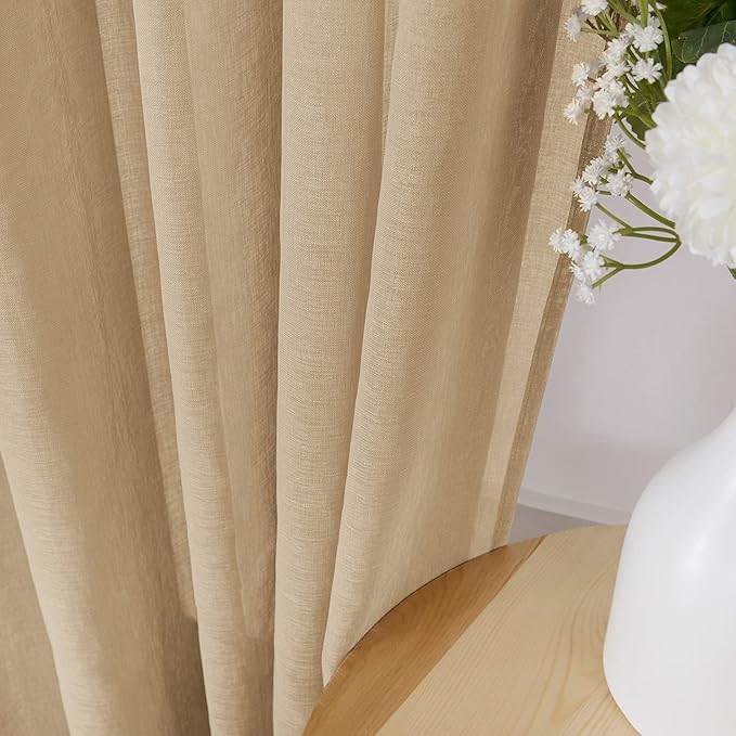 Tollpiz Sheer Curtains Linen Textured Living Room Curtain Sheers Light - Image 3