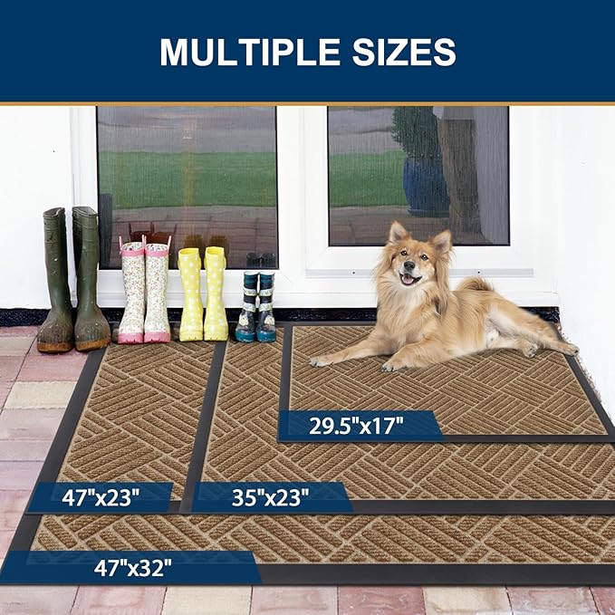 Smiry Front Door Mat Outside Entrance, Heavy Duty Outdoor Indoor Mat, Natural - Image 2