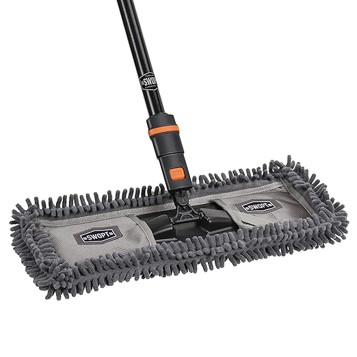 SWOPT 18” Microfiber Dust Mop + 60" Steel Handle, Combo — Dust Mop Head by SWOPTCleaning