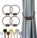 Hion Magnetic Curtain Tiebacks Dark Brown 4 Pack, Curtain Tiebacks Buckles by Hion