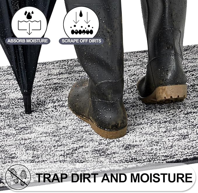 REFETONE Indoor Doormat, Front Door Mat 20"x32" Absorbent Rubber Backing Non - Image 3
