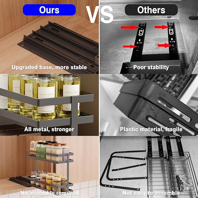 Pull Out Spice Rack Organizer for Cabinet, 2 Tier Metal Slide Out Seasoning - Image 5