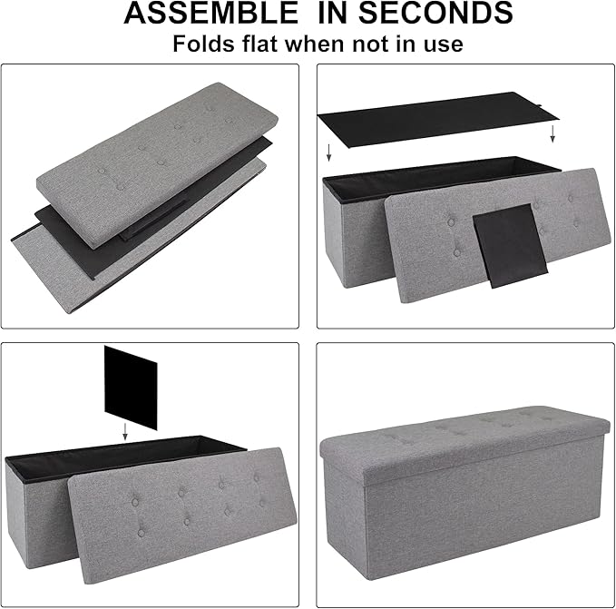 GLAXYFUR 43 Inches Folding Storage Ottoman Bench, Storage Chest, Footrest - Image 5