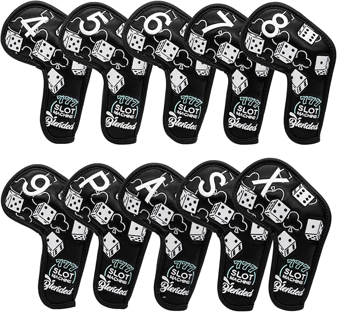 Golf Iron Covers Lucky 777 Golf Iron Headcover 10pcs Synthetic Leather Golf by BAIRBREGOLF