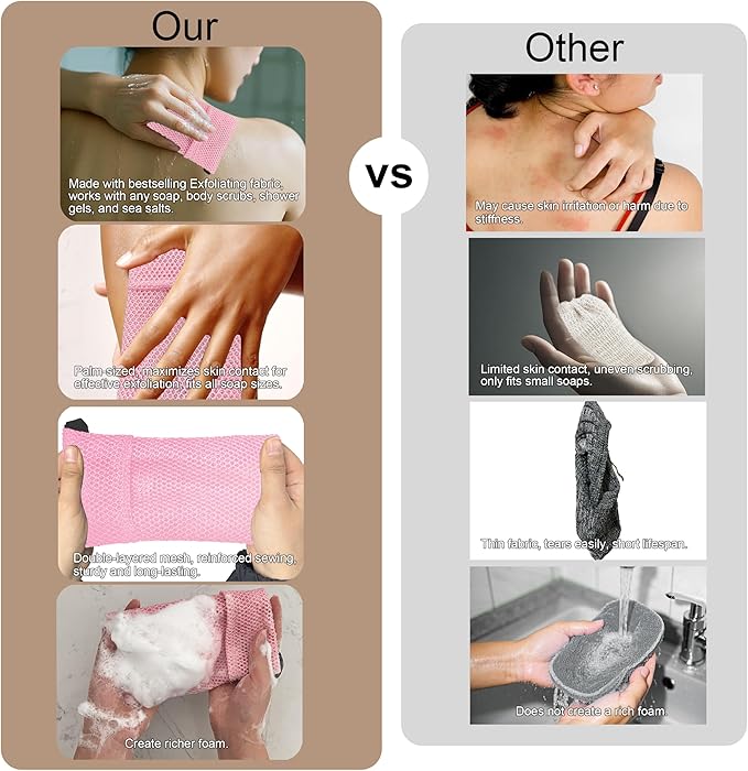 2 Pack Soap Bag Deep Roughness, Bar Soap Pouch Saver Pocket, Body Scrubber - Image 6