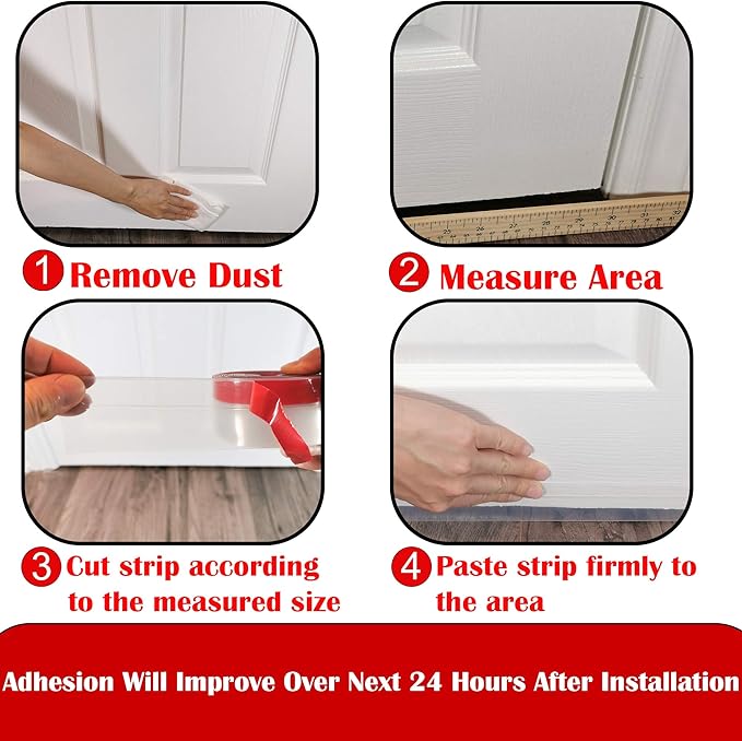 Clear Weather Stripping Tape, Door Draft Seal Silicone Strip. Enhanced - Image 5