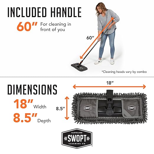 SWOPT 18” Microfiber Dust Mop + 60" Steel Handle, Combo — Dust Mop Head - Image 6