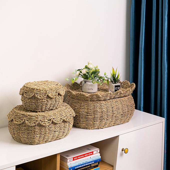 KOLWOVEN Set of 3 Wicker Storage Baskets - Image 2