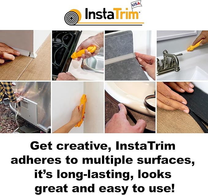 InstaTrim The Original Flexible Trim - 10ft Black 1/2" Wide Caulk Tape - - Image 8