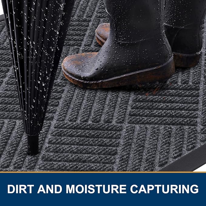 Smiry Front Door Mat Outside Entrance, Heavy Duty Outdoor Indoor Natural Rubber - Image 3