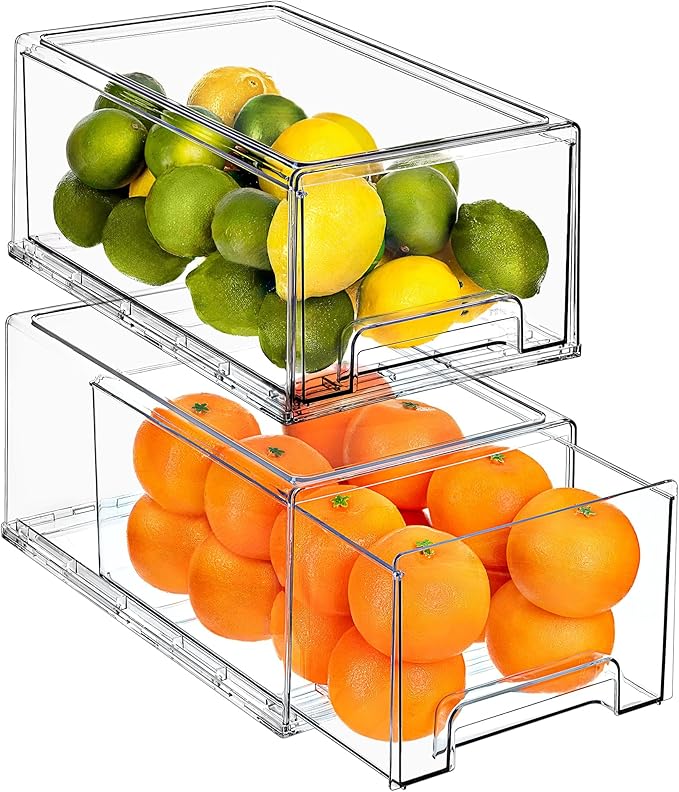 Sorbus Large Clear Storage Drawers – Stackable Pull-Out Storage Bins by Sorbus