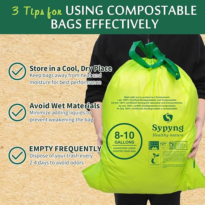 Compostable Kitchen Trash Bags 8-10 Gallon – Heavy-Duty, 1.1 Mil Thick - Image 5