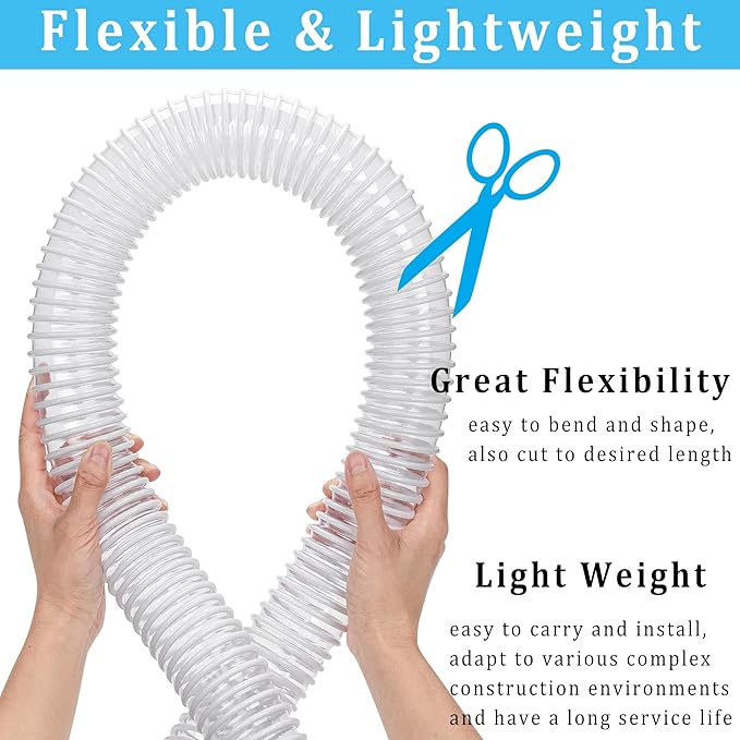 Dust Collection Hose 2-1/2 in × 5 ft Heavy Duty Clear Flexible PVC Reinforced - Image 3