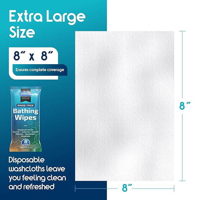 Inspire Thick Rinse Free Body Wipes, Extra Large Washcloths - Image 6