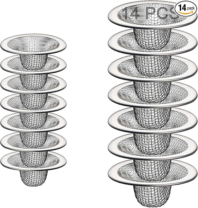 14PCS Drain Mesh Basket, 2.125'' & 2.75" Bathroom Mesh Sink Drain Strainer by Beyoslf