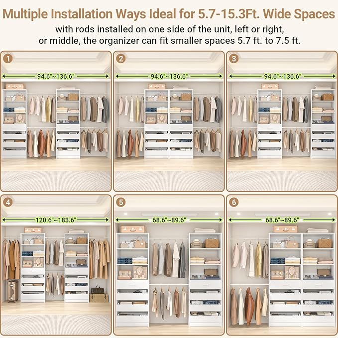 Aheaplus Closet System, 6-15Ft Closet Organizer - Image 4