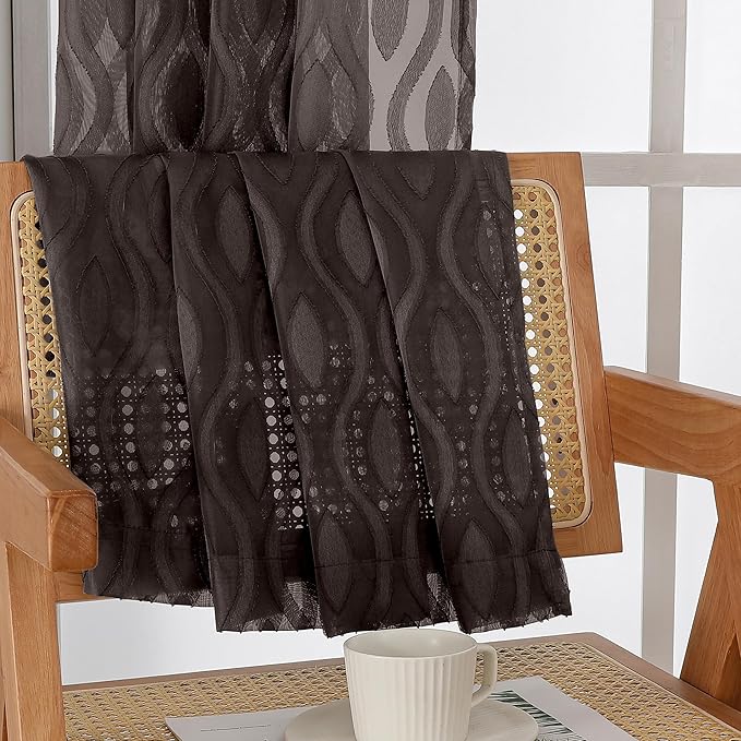 Aiyufeng Brown Sheer Curtains Tiers 36 Inch Length 2 Panels, Airy Lightweight - Image 7