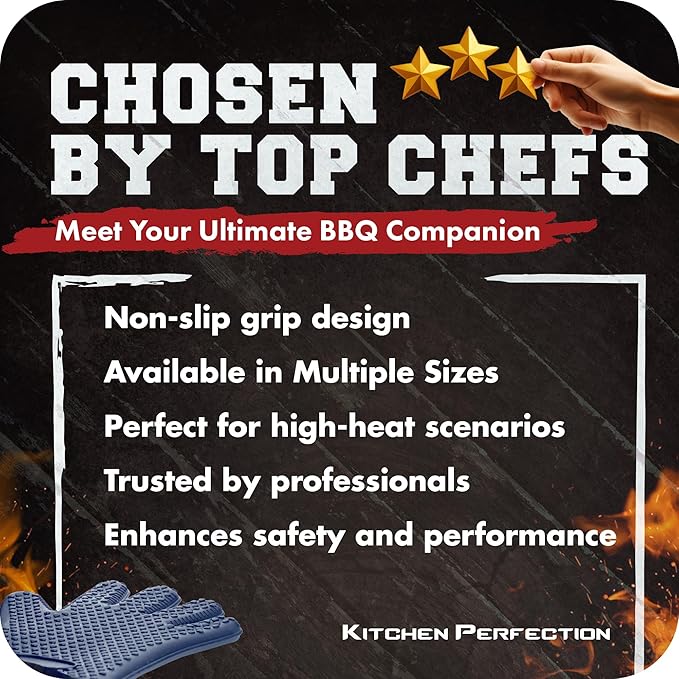 KITCHEN PERFECTION Silicone Smoker Oven Gloves -Extreme Heat Resistant BBQ - Image 6
