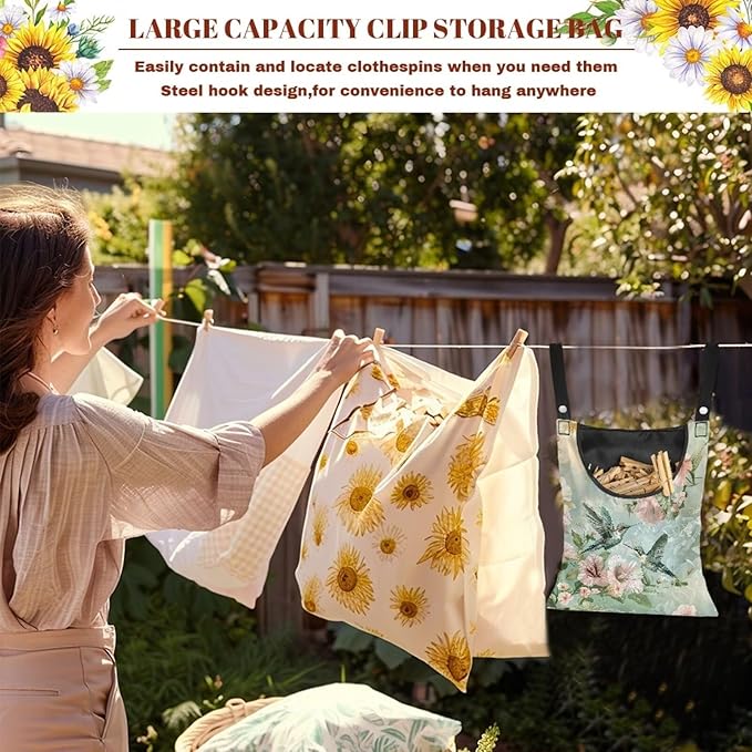 Hummingbird Clothespin Bag for Outdoor Laundry Clothesline and Clothes Pin - Image 6