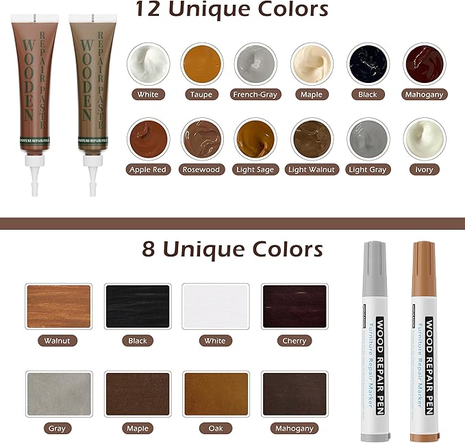 Wood Furniture Repair Kit: 12-Color Filler and 8-Color Markers - Image 6