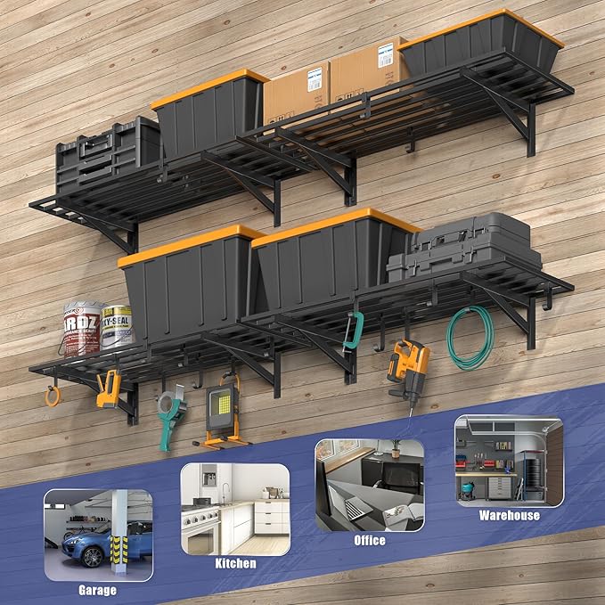 4-Pack 1.5x4ft Garage Shelving Wall Mounted, 1.5 x 4' Heavy Duty Garage Storage - Image 6