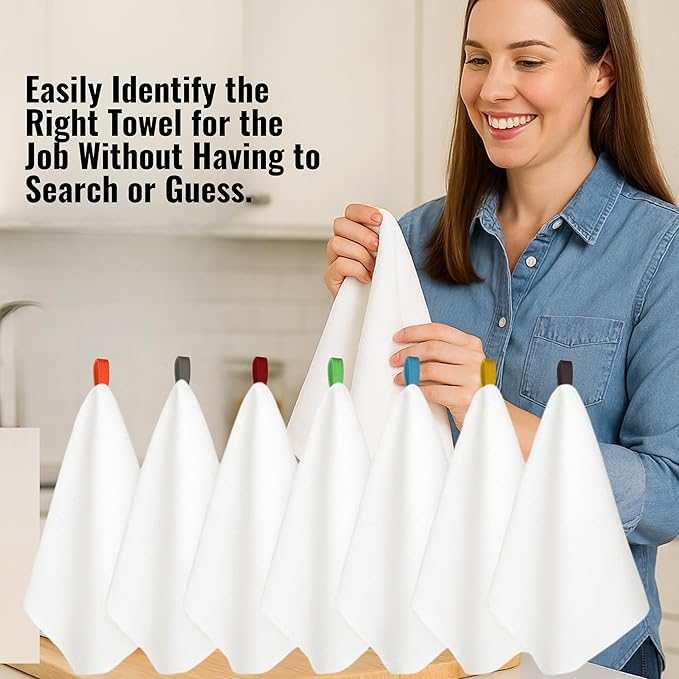 7-Pack Flat Flour Sack Towels – 100% Cotton Kitchen Dish & Tea Towels - Image 4