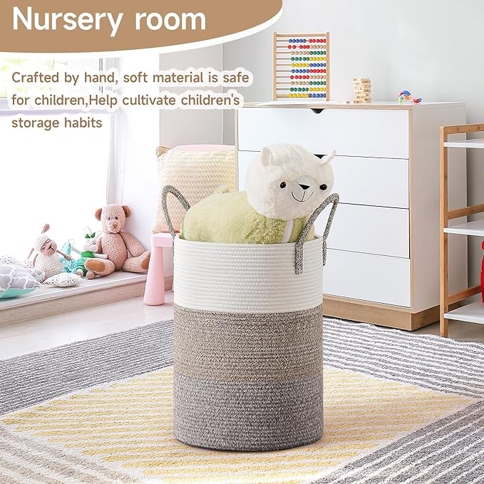 CLHMILY&Z 60L Laundry Basket Round Storage Rope Basket - Image 3