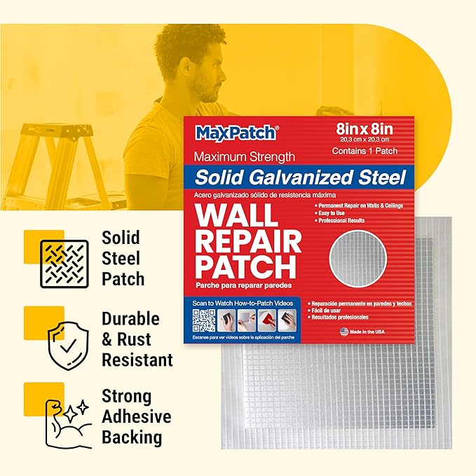 MaxPatch® 4 in. x 4 in. Solid Metal Self-Adhesive Wall Repair Patch – Durable - Image 3