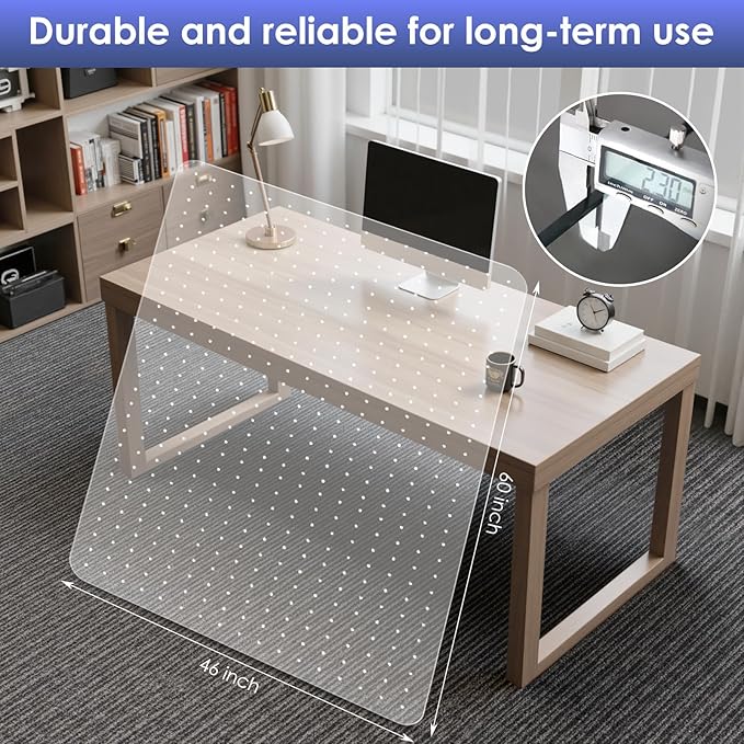 Kuyal Office Chair Mat for Carpet, 2 Pack 46x 60 Clear Heavy Duty Computer - Image 2