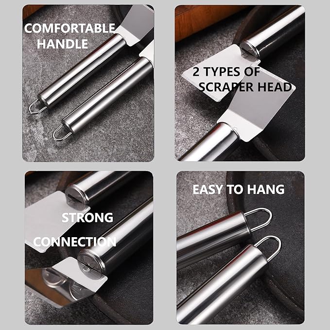 2 PCS Stainless Steel Scrapers – Multifunctional Scraper Cleaning Tool - Image 8