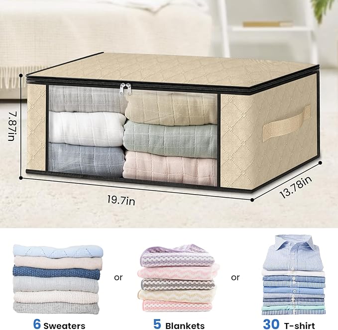 HomeHacks Storage 8-Pack Clothes Organizer Storage Bags Foldable Storage Box - Image 2