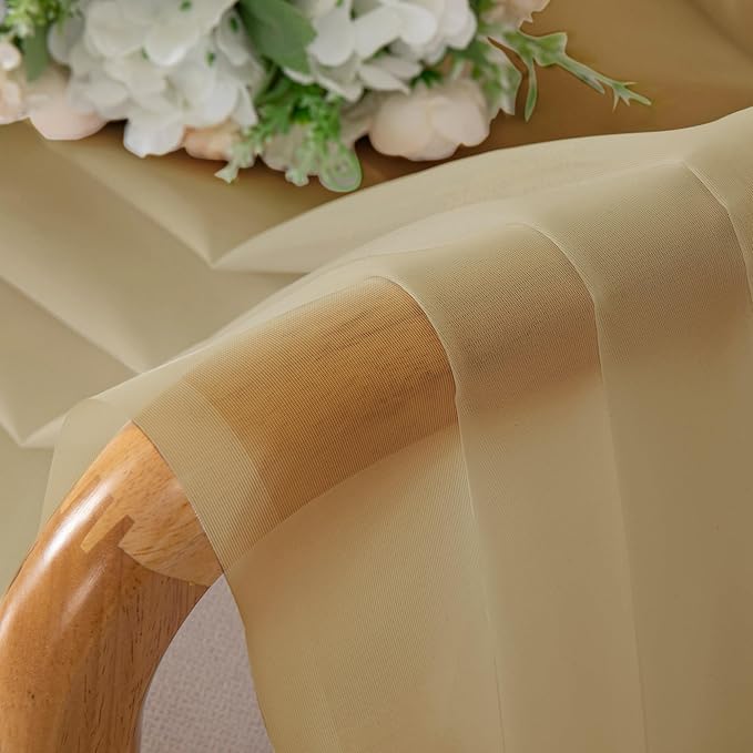 Chyhomenyc Gold Sheer Curtains 36 inch Length 2 Panels Set, Light Filtering - Image 3