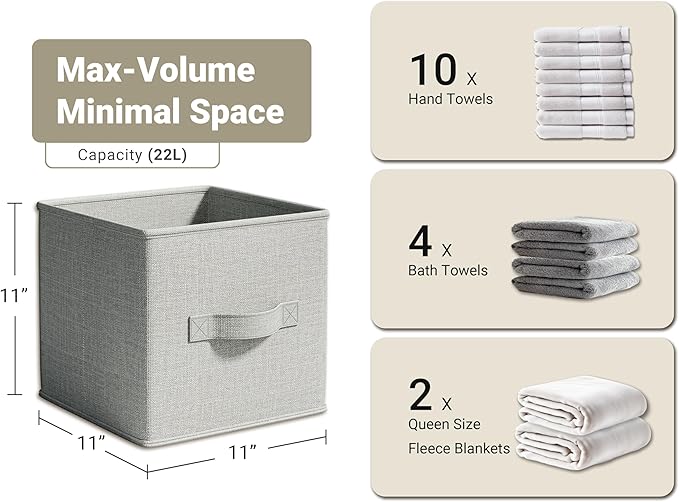 4 Pack Foldable Fabric Closet Storage Bins, 11Inch Organizer Cubes - Image 3