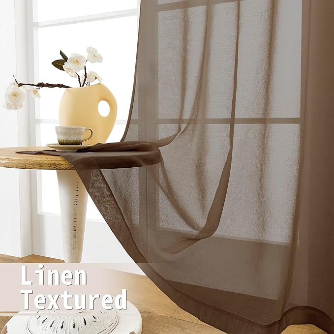 Tollpiz Short Sheer Door Curtain Closet Linen Textured Curtain Sheers Doorway - Image 4