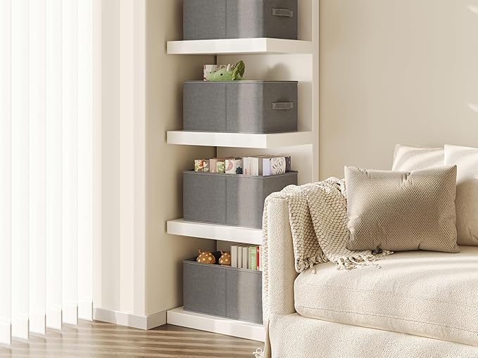 3 Pack Fabric Storage Bins for Shelves | 16.25x12x10in Closet Storage Baskets | - Image 8