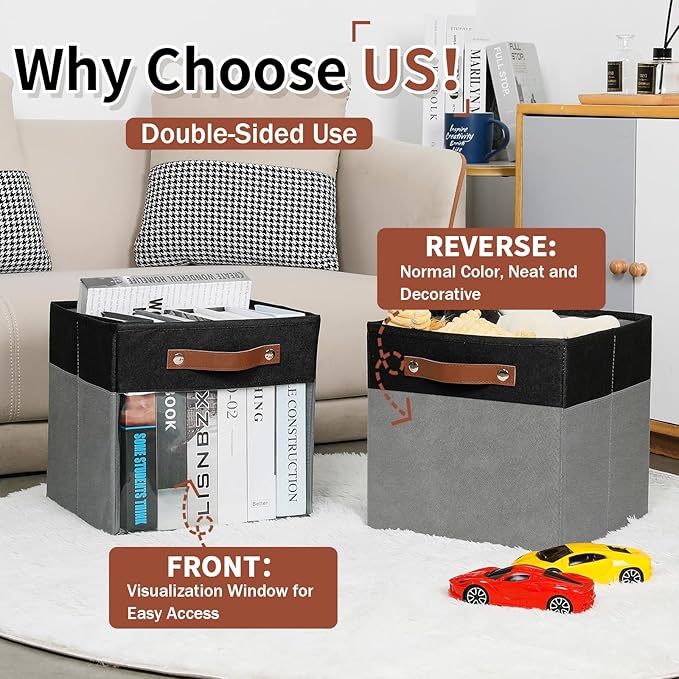HNZIGE Cube Storage Bins 11 x 11, Fabric Cubes Storage Bins 11x11 Clear Storage - Image 5
