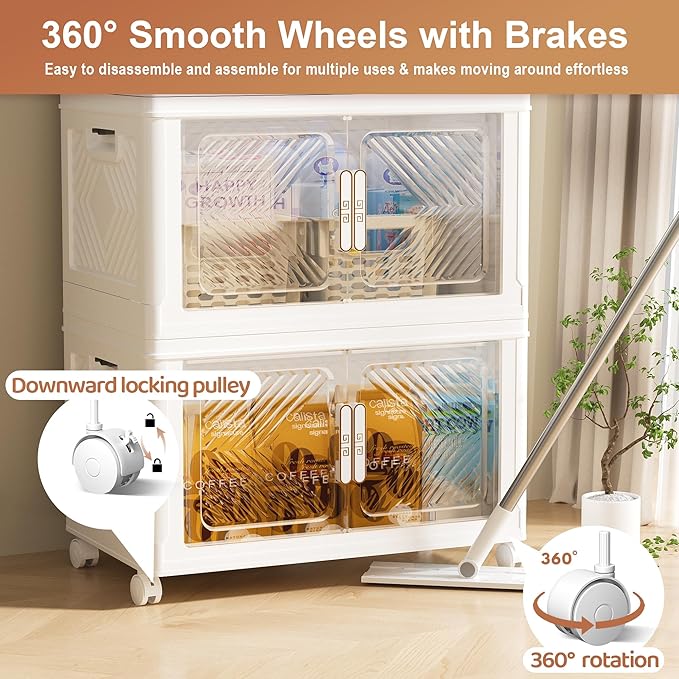 Storage Bins with Lid 76QT, Stackable Storage Containers with Wheels and - Image 4