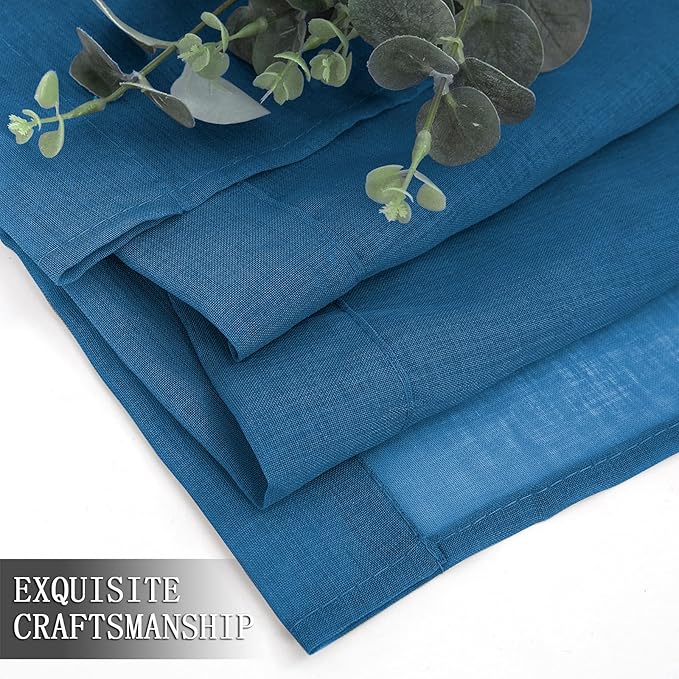 Tollpiz Short Sheer Curtains Linen Textured Living Room Curtain Sheers Light - Image 7