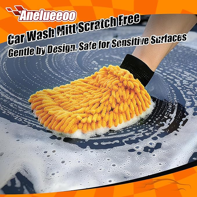4 Pack Car Wash Mitt Microfiber, Premium Chenille Microfiber Wash Car Mitts - Image 4