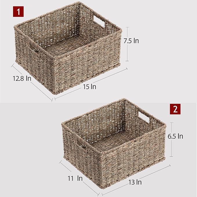 HOONEX Large Wicker Baskets for Storage, Seagrass Baskets - Image 4