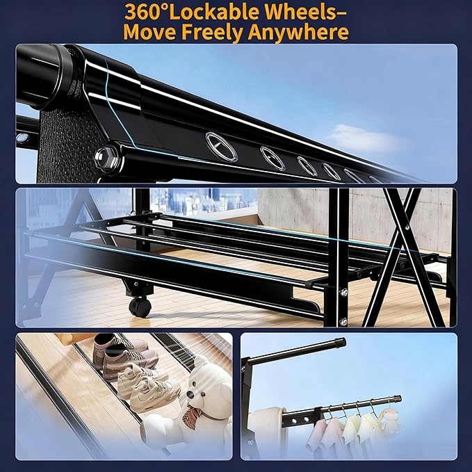 Heavy Duty Rolling Clothing Rack - Image 6