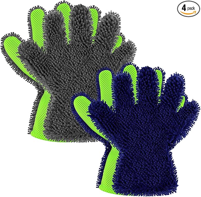 Ferraycle 2 Packs Car Wash Mitt 5 Finger Microfiber Wash Mitts Auto Car Dusting by Ferraycle