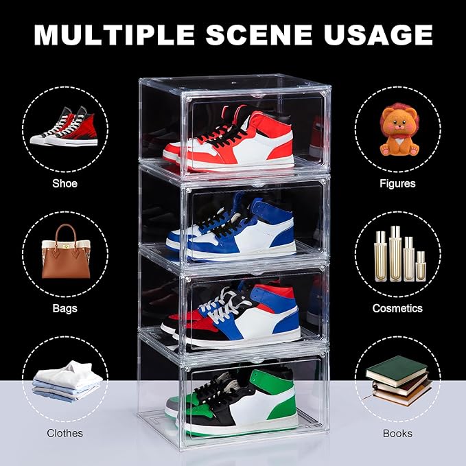 NYZE 12 Pack Acrylic Shoe Boxes Side Open, Shoe Storage Organizer - Image 4