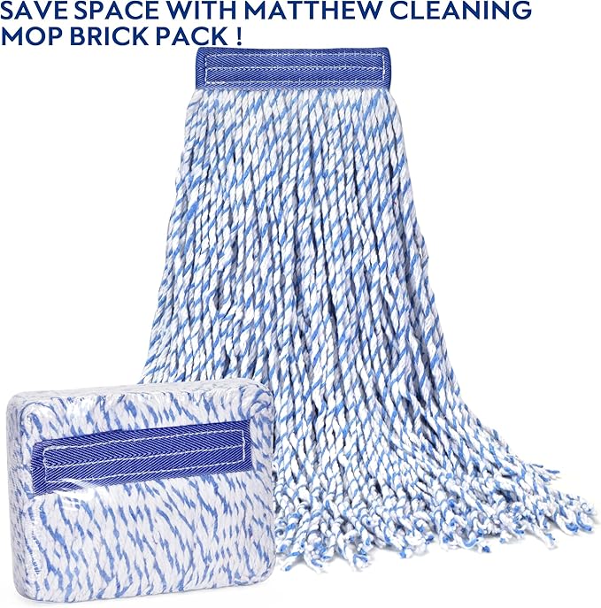 MATTHEW CLEANING Looped-Open Cotton Wet Mop 1.25'' Universal Headband Heavy - Image 6