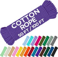 TECEUM Cotton Rope 3/16” – 50 FT – Strong All-Purpose Braided Rope – Natural by TECEUM
